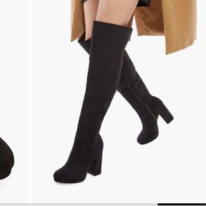 WIDE Over the Knee Suede Block Heel Boots